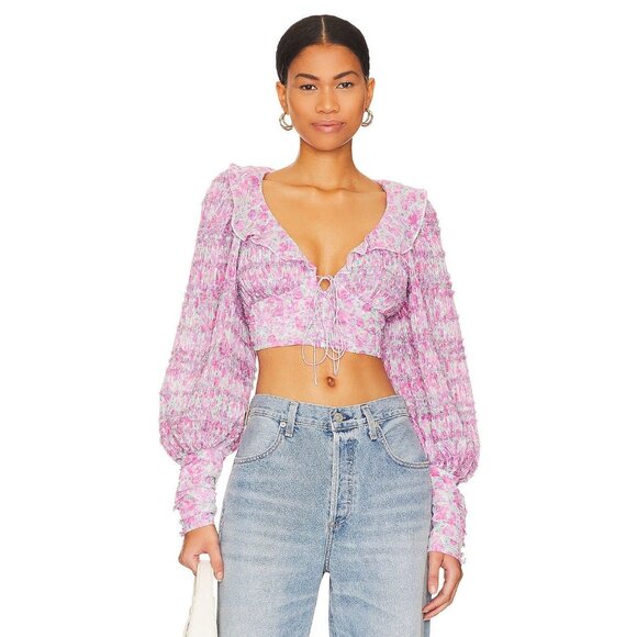 For Love & Lemons Saylor Blouse in Pink - Picture 2 of 5